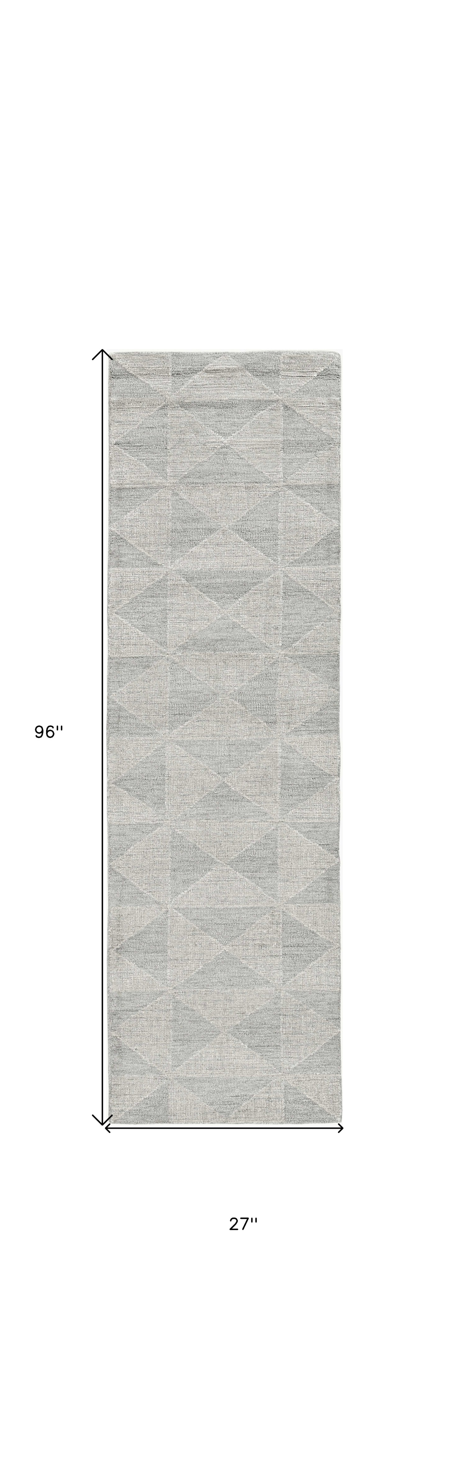 8' X 11' Ivory Hand Tufted Space Dyed Geometric Indoor Area Rug