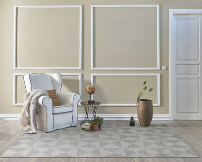 8' Gray And Light Gray Wool Geometric Hand Tufted Runner Rug