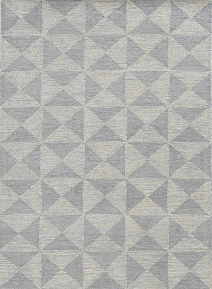 8' Gray And Light Gray Wool Geometric Hand Tufted Runner Rug