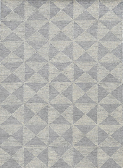 8' Gray And Light Gray Wool Geometric Hand Tufted Runner Rug