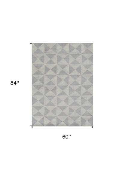 8' Gray And Light Gray Wool Geometric Hand Tufted Runner Rug