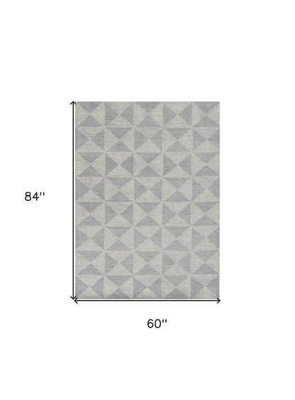 8' Gray And Light Gray Wool Geometric Hand Tufted Runner Rug