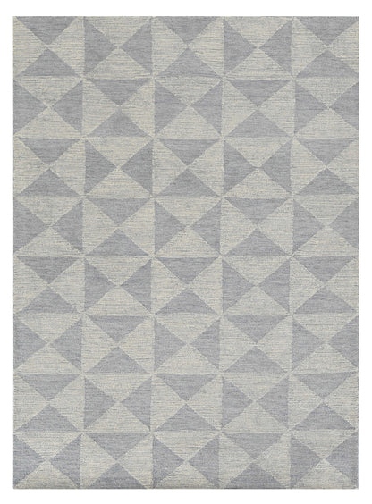 8' Gray And Light Gray Wool Geometric Hand Tufted Runner Rug
