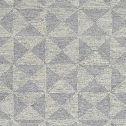 8' Gray And Light Gray Wool Geometric Hand Tufted Runner Rug