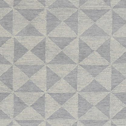 8' Gray And Light Gray Wool Geometric Hand Tufted Runner Rug