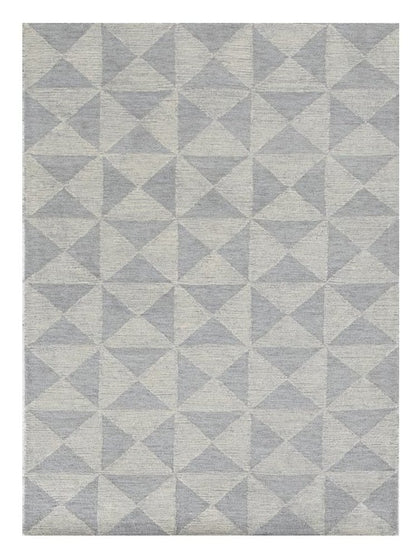 8' Gray And Light Gray Wool Geometric Hand Tufted Runner Rug