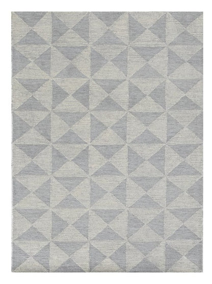 8' Gray And Light Gray Wool Geometric Hand Tufted Runner Rug