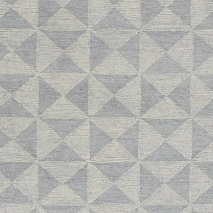 8' Gray And Light Gray Wool Geometric Hand Tufted Runner Rug