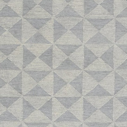 8' Gray And Light Gray Wool Geometric Hand Tufted Runner Rug
