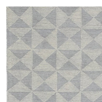 8' Gray And Light Gray Wool Geometric Hand Tufted Runner Rug