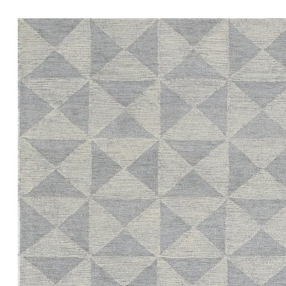 8' Gray And Light Gray Wool Geometric Hand Tufted Runner Rug