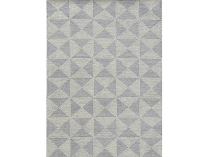 8' Gray And Light Gray Wool Geometric Hand Tufted Runner Rug