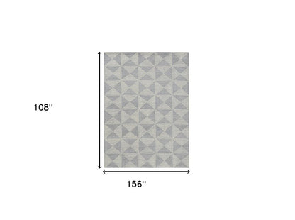 8' Gray And Light Gray Wool Geometric Hand Tufted Runner Rug