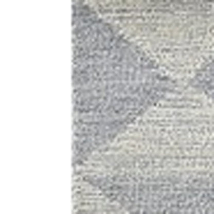 8' Gray And Light Gray Wool Geometric Hand Tufted Runner Rug