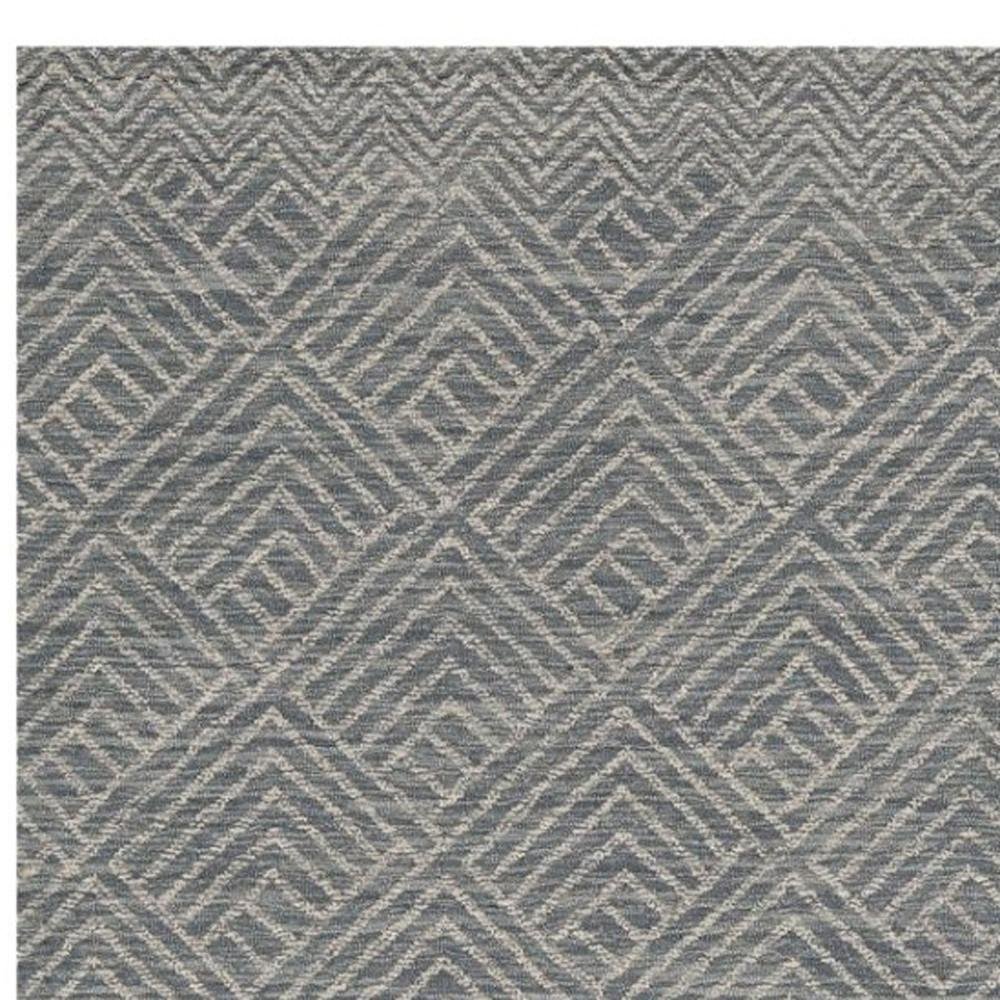 5' X 7' Denim Blue And Gray Wool Geometric Hand Tufted Area Rug