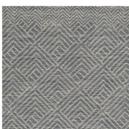5' X 7' Denim Blue And Gray Wool Geometric Hand Tufted Area Rug