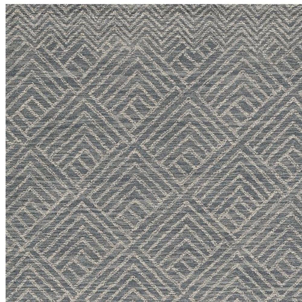 5' X 7' Denim Blue And Gray Wool Geometric Hand Tufted Area Rug