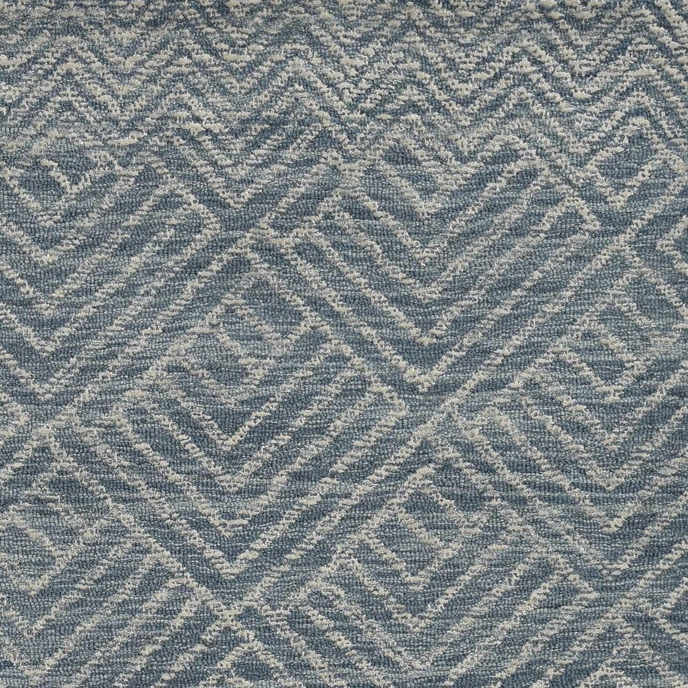 5' X 7' Denim Blue And Gray Wool Geometric Hand Tufted Area Rug