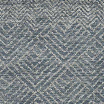 5' X 7' Denim Blue And Gray Wool Geometric Hand Tufted Area Rug