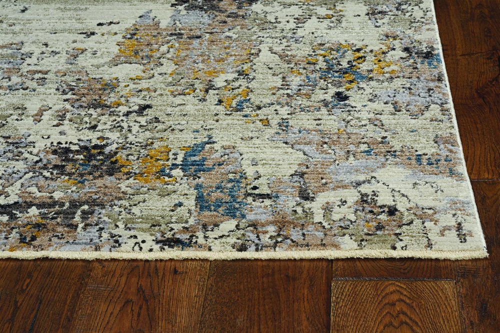 9' X 13' Gray And Dark Gray Floral Medallion Hand Loomed Distressed Area Rug