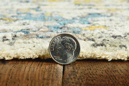 9' X 13' Gray And Dark Gray Floral Medallion Hand Loomed Distressed Area Rug