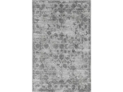 3' X 5' Gray Floral Vines Hand Loomed Distressed Area Rug