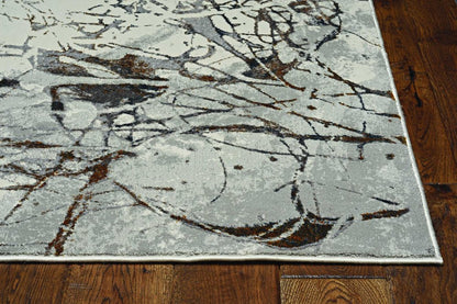 3' X 5' Ivory Gray And Brown Abstract Area Rug