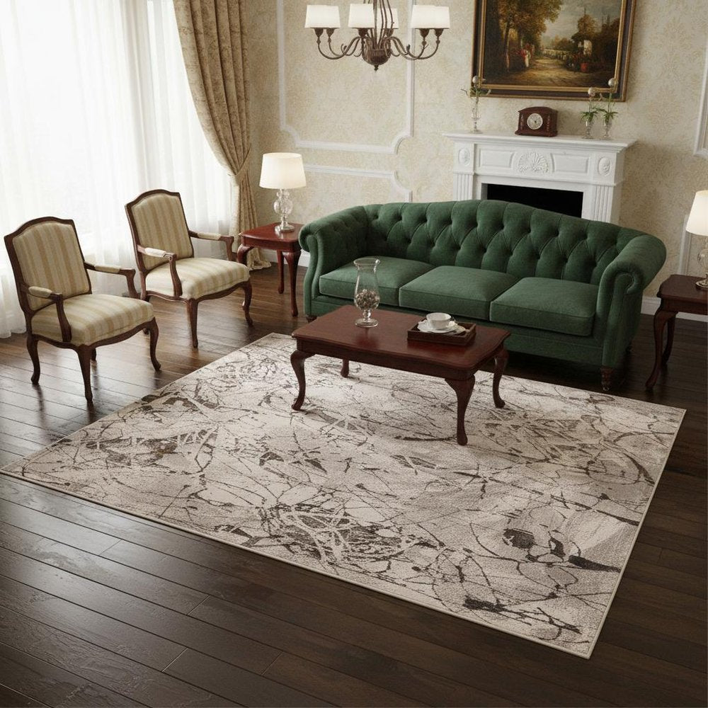 10' X 13' Gray and Ivory Area Rug