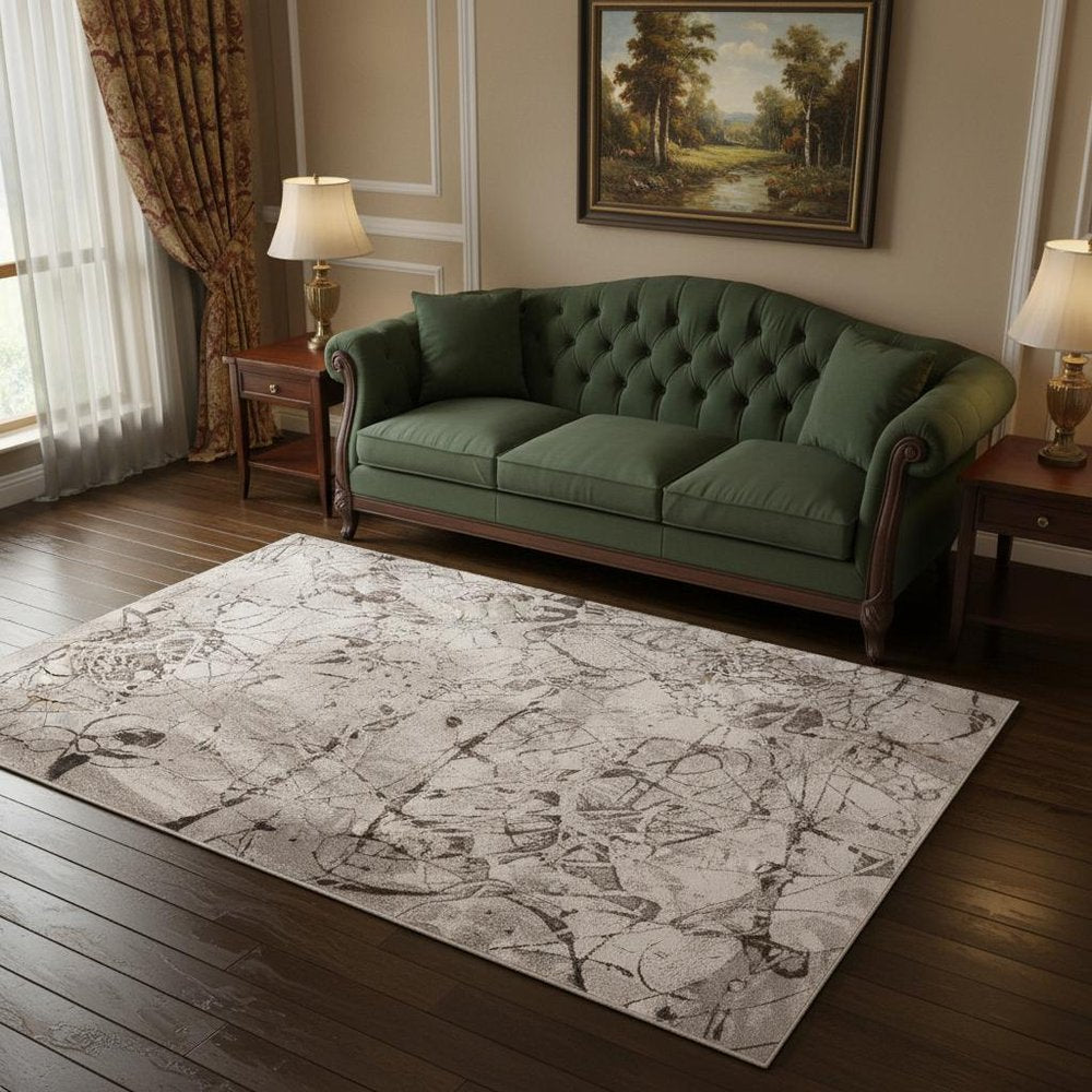 10' X 13' Gray and Ivory Area Rug