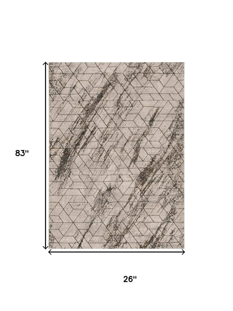 10' X 13' Ivory And Brown Geometric Area Rug