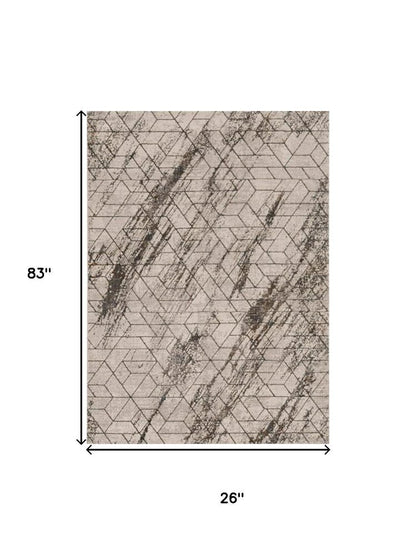 10' X 13' Ivory And Brown Geometric Area Rug