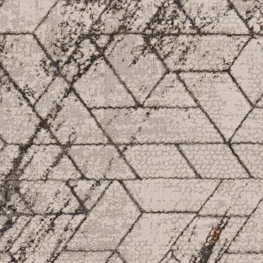 10' X 13' Ivory And Brown Geometric Area Rug