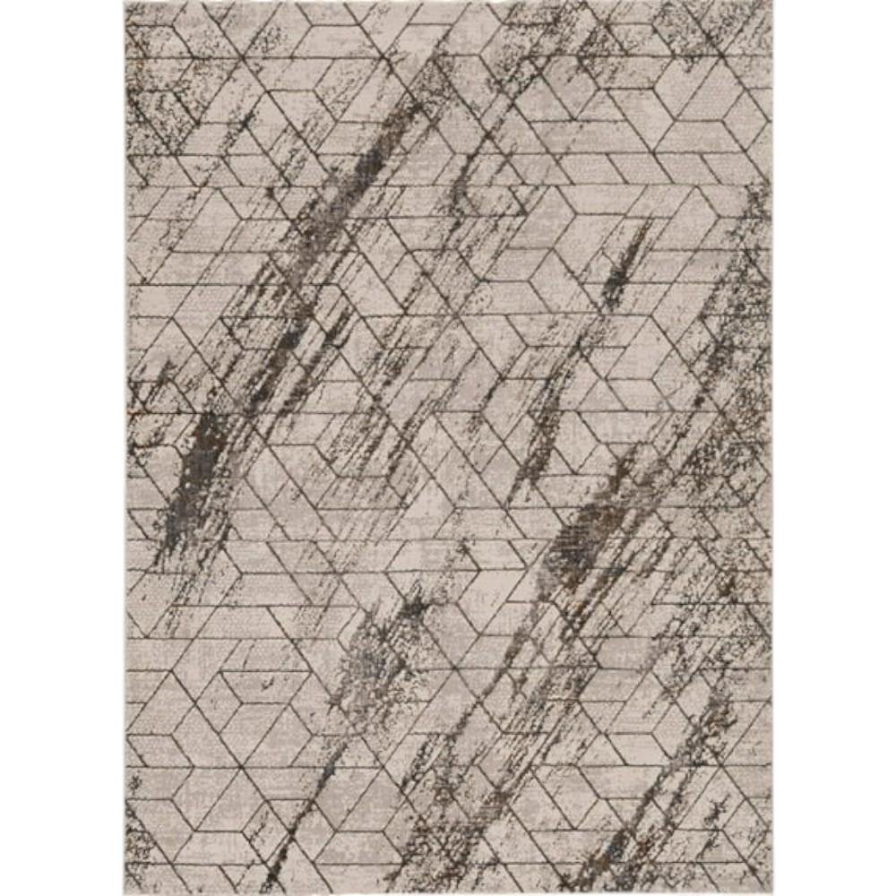 10' X 13' Ivory And Brown Geometric Area Rug