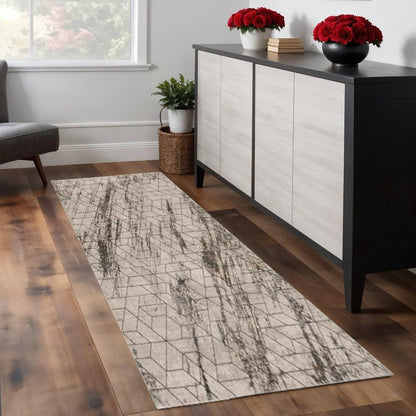 10' X 13' Ivory And Brown Geometric Area Rug