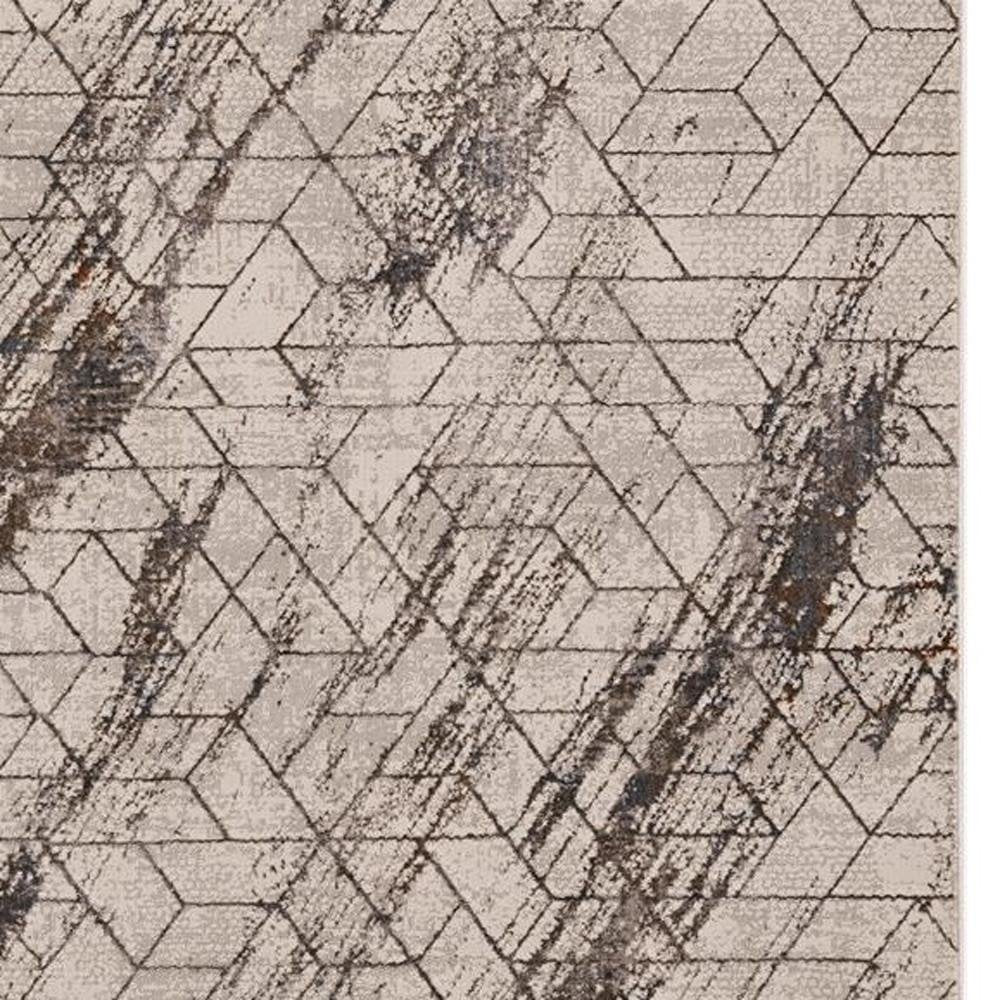 10' X 13' Ivory And Brown Geometric Area Rug