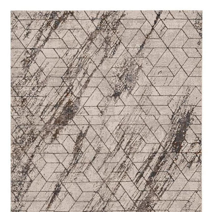 10' X 13' Ivory And Brown Geometric Area Rug