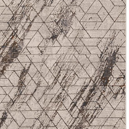 10' X 13' Ivory And Brown Geometric Area Rug