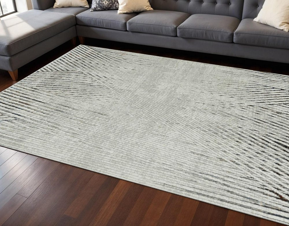 10' X 13' Ivory And Gray Geometric Area Rug