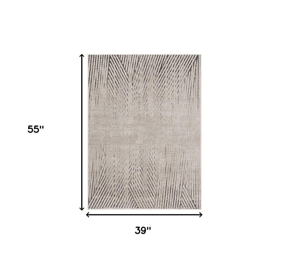 10' X 13' Ivory And Gray Geometric Area Rug