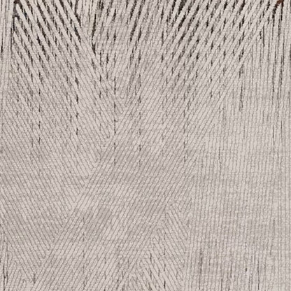 7' Ivory Grey Machine Woven Geometric Lines Indoor Runner Rug