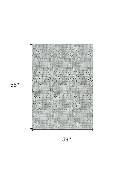 5' X 8' Gray And Black Abstract Distressed Area Rug