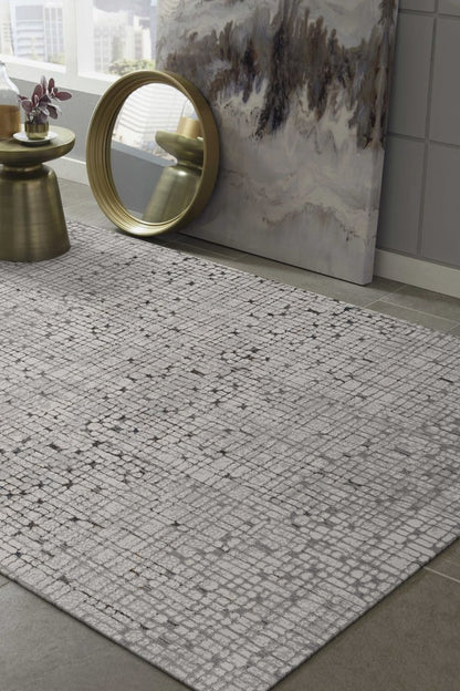 5' X 8' Gray And Black Abstract Distressed Area Rug