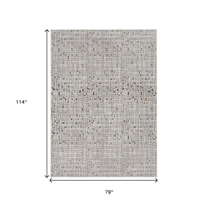 5' X 8' Gray And Black Abstract Distressed Area Rug
