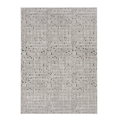 5' X 8' Gray And Black Abstract Distressed Area Rug