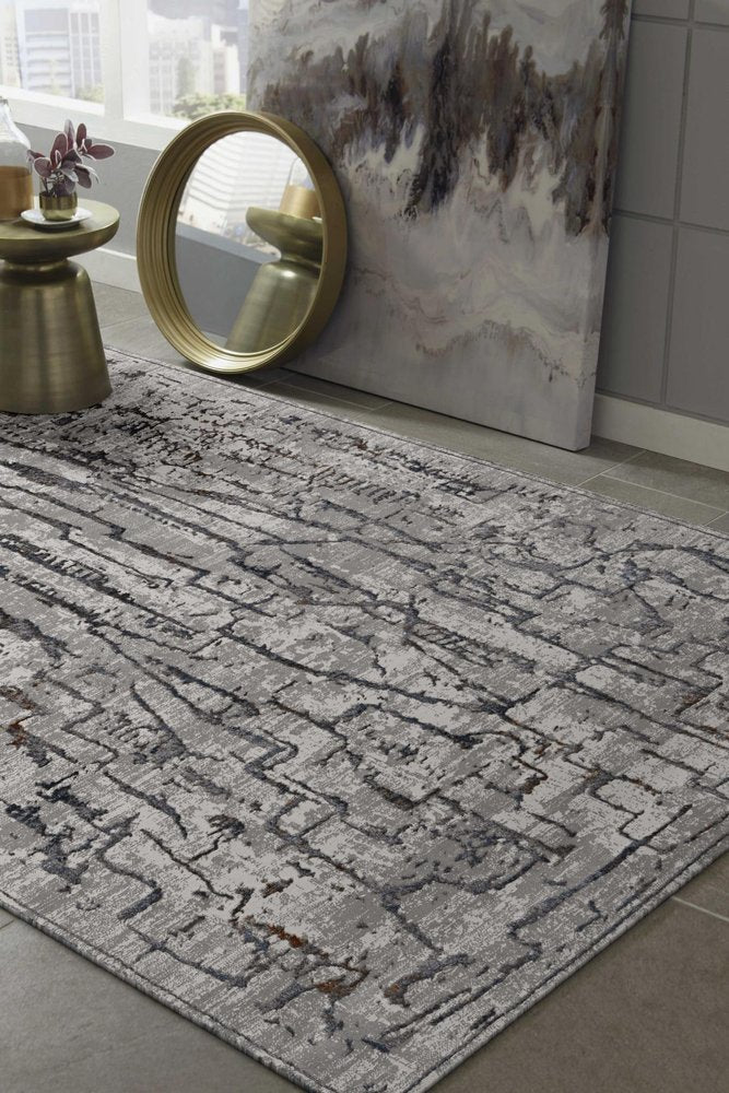 10' X 13' Gray And Black Abstract Area Rug
