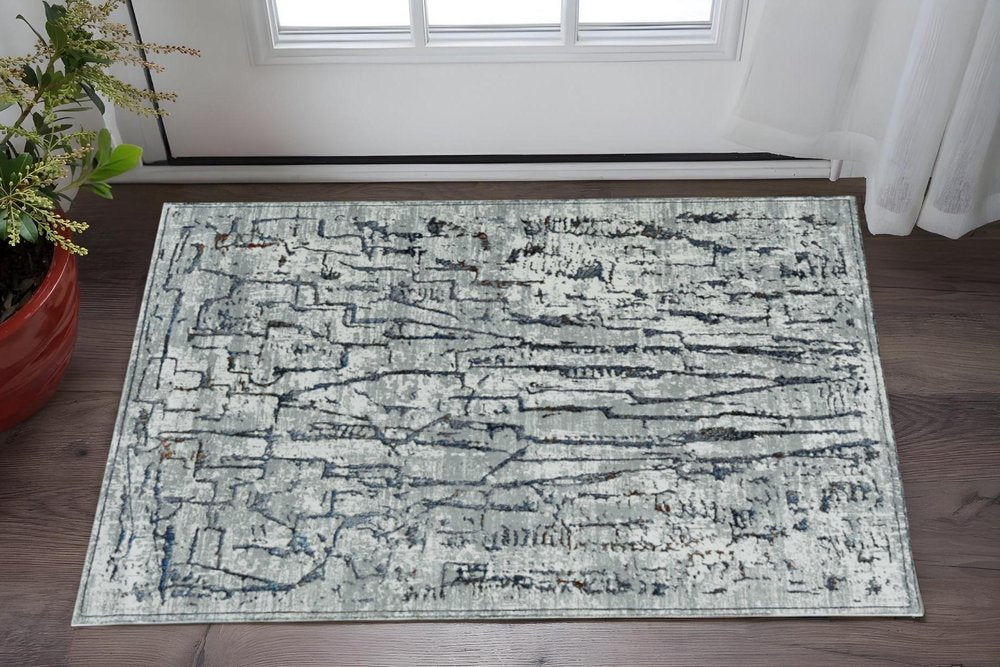 10' X 13' Gray And Black Abstract Area Rug
