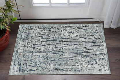 10' X 13' Gray And Black Abstract Area Rug