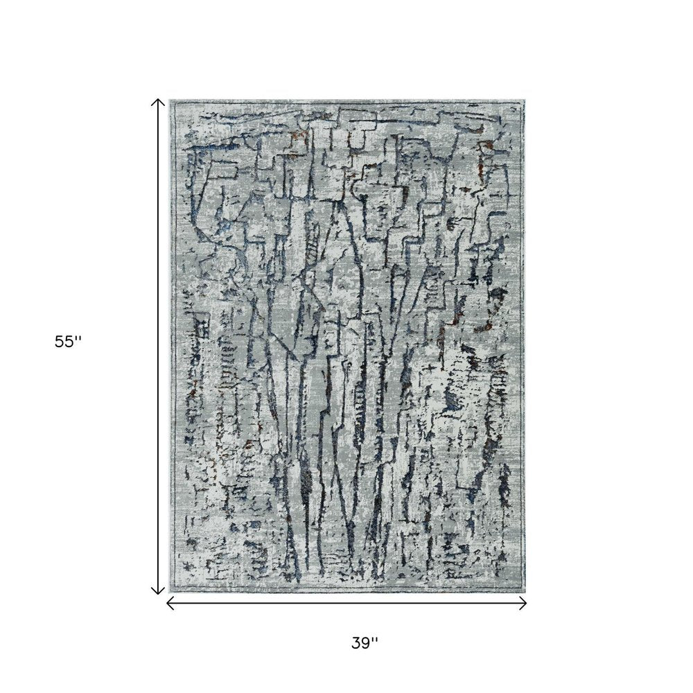 10' X 13' Gray And Black Abstract Area Rug