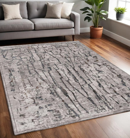 10' X 13' Gray And Black Abstract Area Rug