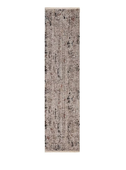 7' Silver Machine Woven Shrank Abstract Design Indoor Runner Rug